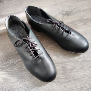 NIB Womens Capezio 442 Black Lace up Tap Shoes Size 10.5W